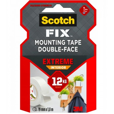 3M TAŚMA MONTAŻOWA SCOTCH FIX EXTREME INTERIOR 19mm x 1,8m 12kg Artykuły BHP
