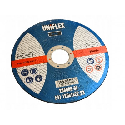 TARCZA DO CIĘCIA METALU INOX UNIFLEX PRO 125x1x22,23 mm (20A60R-BF) TNĄCA Tarcze tnące