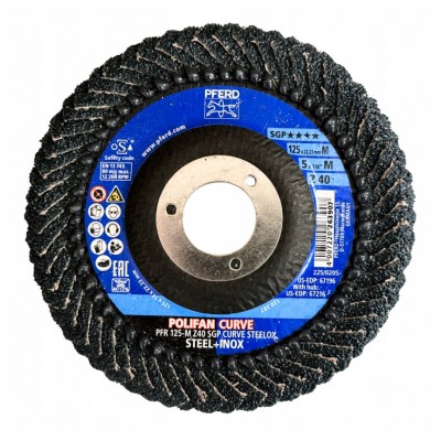 TARCZA LISTKOWA PFERD POLIFAN CURVE PFR 125-M Z40 SGP STEELOX STEEL+INOX Tarcze tnące