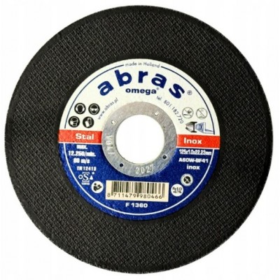 25x TARCZA TNĄCA DO METALU I STALI ABRAS OMEGA 125X1X22,23 F 1360 Tarcze tnące